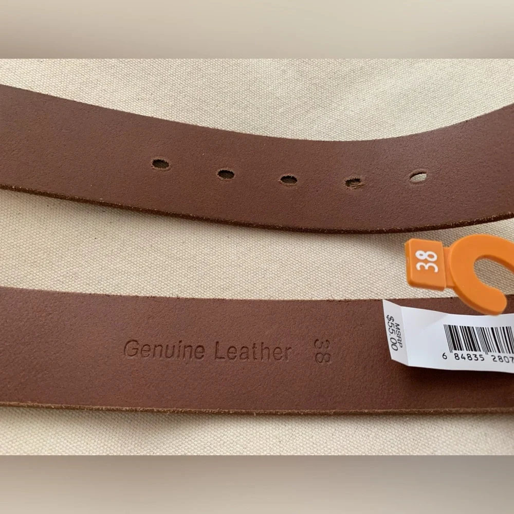 NWT Timberland Brown Leather Men’s Belt Size 38 - Picture 6 of 7